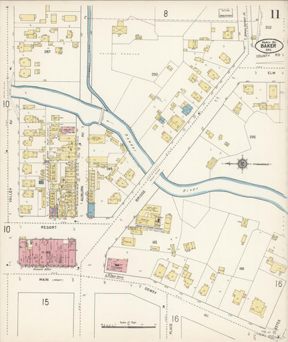 Sanborn Fire Insurance Map from Baker, Baker County, Oregon (1911), Sheet #0011 - Complete Map Set gallery image, historic Sanborn map, vintage wall art, Oregon Oregon