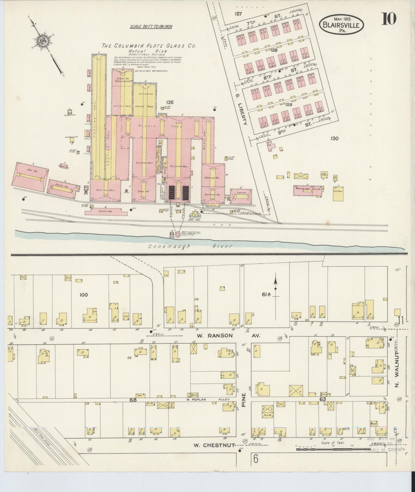 Sanborn Fire Insurance Map from Blairsville, Indiana County, Pennsylvania (1915), Sheet #0010 - Historic Sanborn Fire Insurance Map Print, vintage old map wall art, antique decor, genealogy gift, Blairsville Indiana map