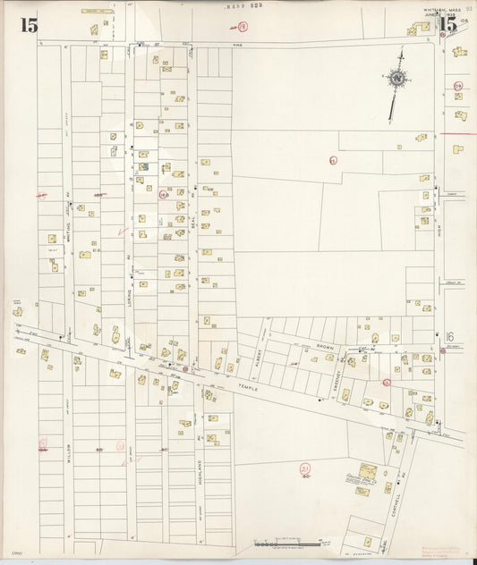 Sanborn Fire Insurance Map from Whitman, Plymouth County, Massachusetts (1950), Sheet #0015 - Historic Sanborn Fire Insurance Map Print, vintage old map wall art, antique decor, genealogy gift, Massachusetts Massachusetts map