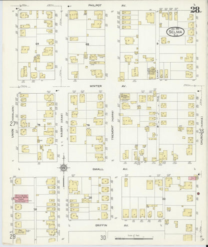 Sanborn Fire Insurance Map from Selma, Dallas County, Alabama (1913), Sheet #0028 - Complete Map Set gallery image, historic Sanborn map, vintage wall art, Alabama Alabama