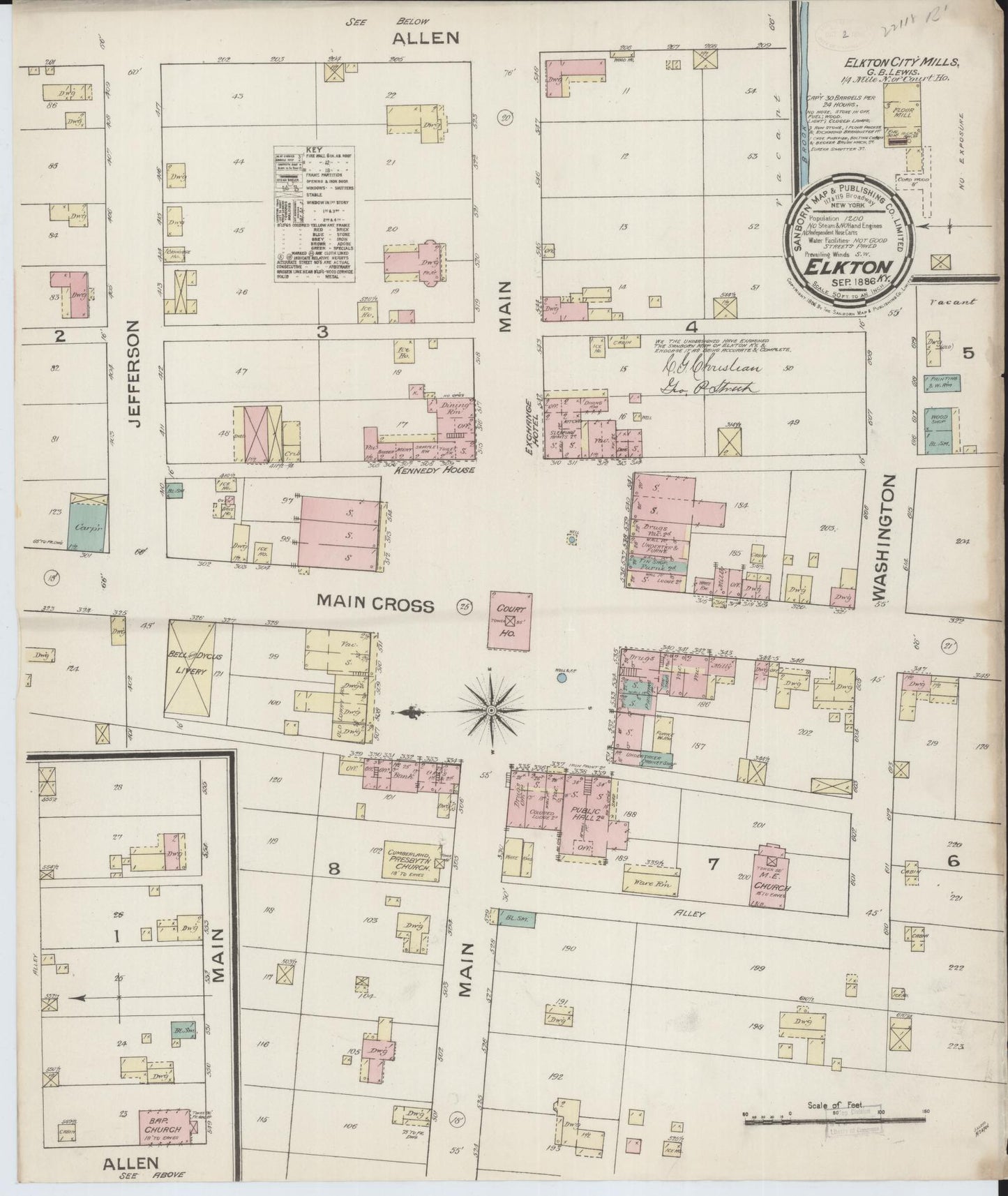 Sanborn Fire Insurance Map from Elkton, Todd County, Kentucky (Unknown), Sheet #0001 - Historic Sanborn Fire Insurance Map Print, vintage old map wall art, antique decor, genealogy gift, Kentucky Kentucky map