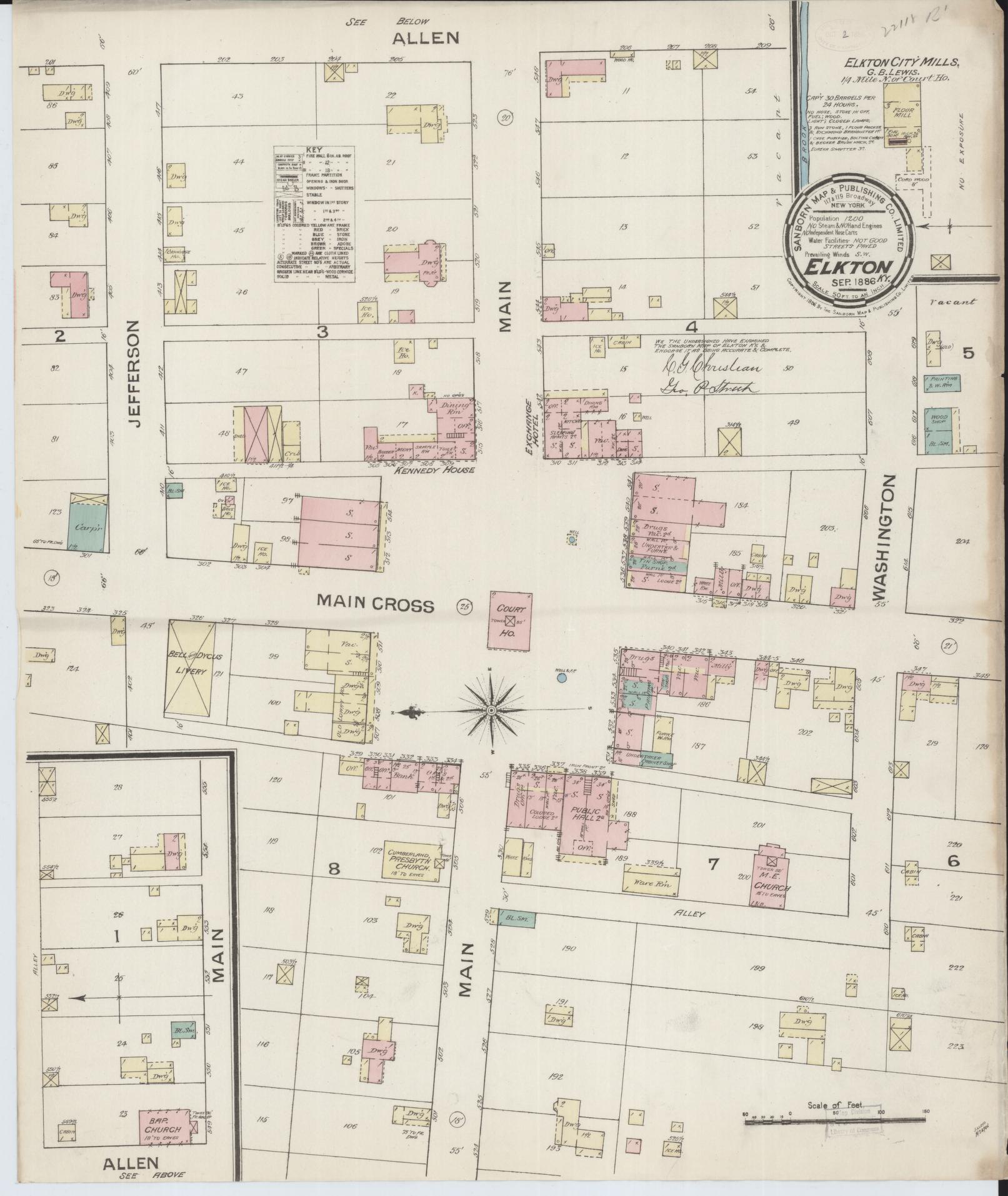 Sanborn Fire Insurance Map from Elkton, Todd County, Kentucky (Unknown), Sheet #0001 - Historic Sanborn Fire Insurance Map Print, vintage old map wall art, antique decor, genealogy gift, Kentucky Kentucky map