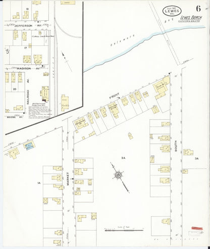 Sanborn Fire Insurance Map from Lewes, Sussex County, Delaware (1910), Sheet #0006 - Complete Map Set gallery image, historic Sanborn map, vintage wall art, Delaware Delaware