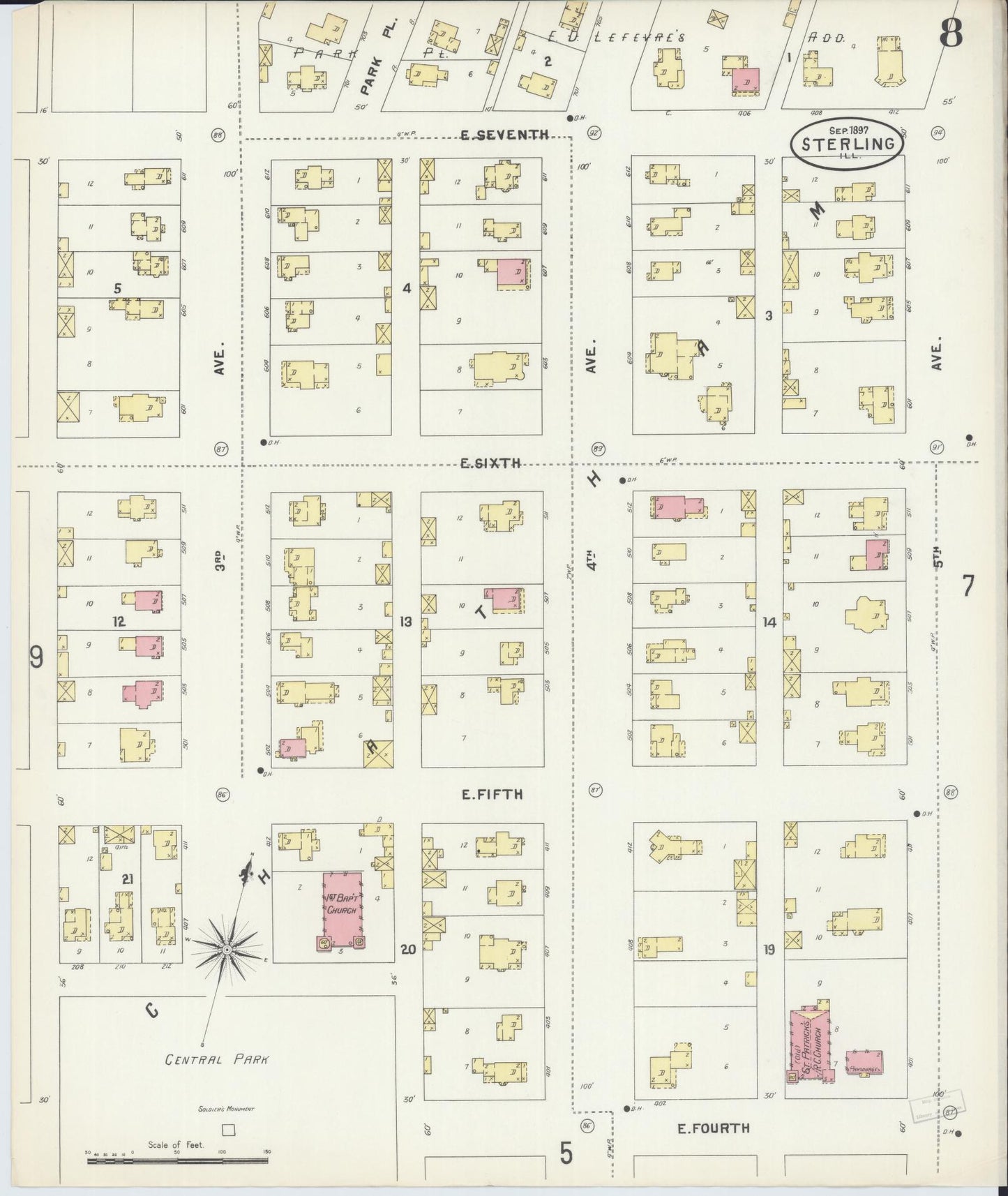 Sanborn Fire Insurance Map from Sterling, Whiteside County, Illinois (1897), Sheet #0008 - Complete Map Set gallery image, historic Sanborn map, vintage wall art, Illinois Illinois
