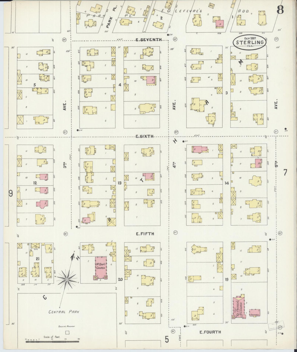 Sanborn Fire Insurance Map from Sterling, Whiteside County, Illinois (1897), Sheet #0008 - Complete Map Set gallery image, historic Sanborn map, vintage wall art, Illinois Illinois