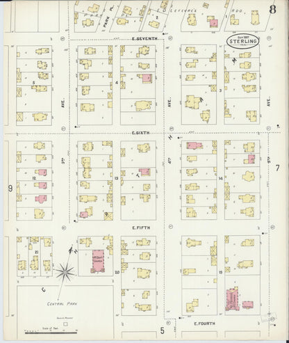 Sanborn Fire Insurance Map from Sterling, Whiteside County, Illinois (1897), Sheet #0008 - Complete Map Set gallery image, historic Sanborn map, vintage wall art, Illinois Illinois