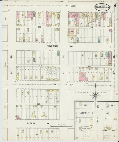Sanborn Fire Insurance Map from Grand Junction, Mesa County, Colorado (1890), Sheet #0004 - Complete Map Set gallery image, historic Sanborn map, vintage wall art, Colorado Colorado