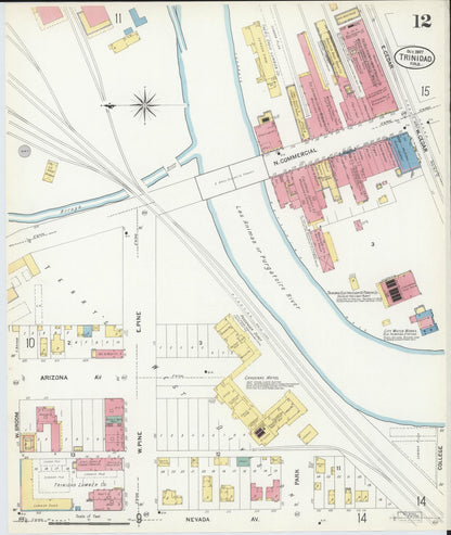 Sanborn Fire Insurance Map from Trinidad, Las Animas County, Colorado (1907), Sheet #0012 - Complete Map Set gallery image, historic Sanborn map, vintage wall art, Colorado Colorado