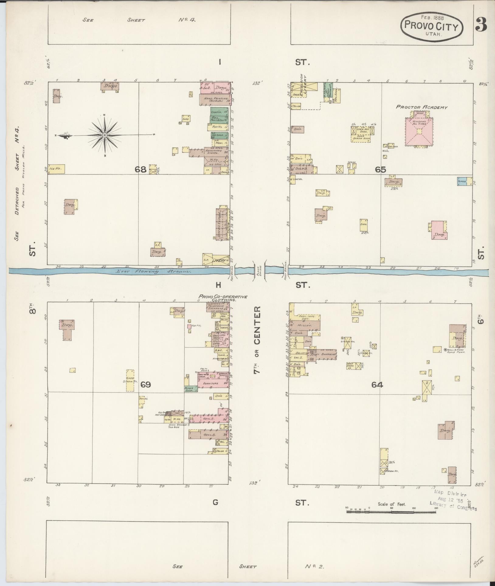 Sanborn Fire Insurance Map from Provo, Utah County, Utah (1888), Sheet #0003 - Complete Map Set gallery image, historic Sanborn map, vintage wall art, Provo Utah