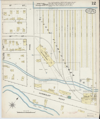Sanborn Fire Insurance Map from Chico, Butte County, California (1886), Sheet #0012 - Complete Map Set gallery image, historic Sanborn map, vintage wall art, California California