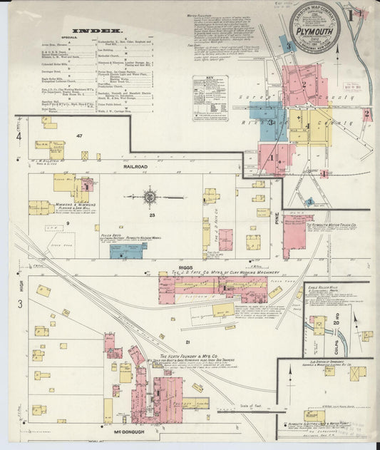 Sanborn Fire Insurance Map from Plymouth, Huron And Richland Counties, Ohio (1911), Sheet #0001 - Complete Map Set gallery image, historic Sanborn map, vintage wall art, Ohio Ohio