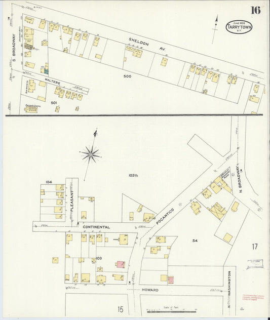 Sanborn Fire Insurance Map from Tarrytown, Westchester County, New York (1909), Sheet #0016 - Historic Sanborn Fire Insurance Map Print, vintage old map wall art, antique decor, genealogy gift, New York New York map