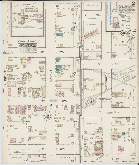 Sanborn Fire Insurance Map from Chaska, Carver County, Minnesota (1885), Sheet #0002 - Historic Sanborn Fire Insurance Map Print, vintage old map wall art, antique decor, genealogy gift, Minnesota Minnesota map