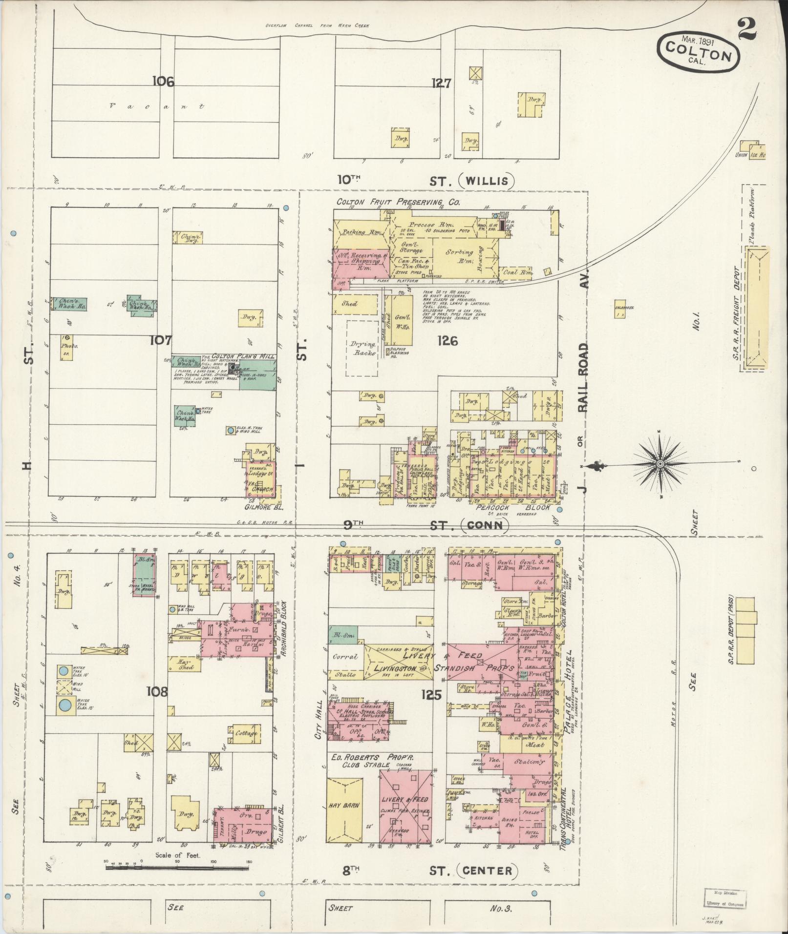 Sanborn Fire Insurance Map from Colton, San Bernardino County, California (1891), Sheet #0002 - Complete Map Set gallery image, historic Sanborn map, vintage wall art, California California