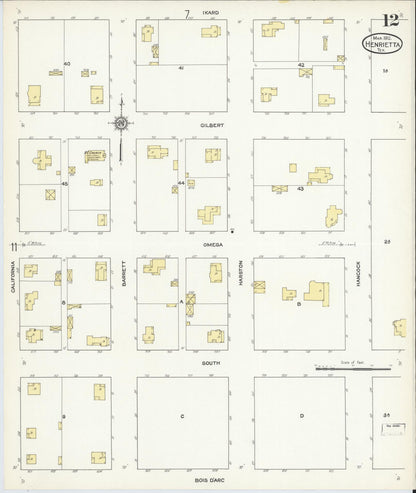 Sanborn Fire Insurance Map from Henrietta, Clay County, Texas (1912), Sheet #0012 - Complete Map Set gallery image, historic Sanborn map, vintage wall art, Texas Texas