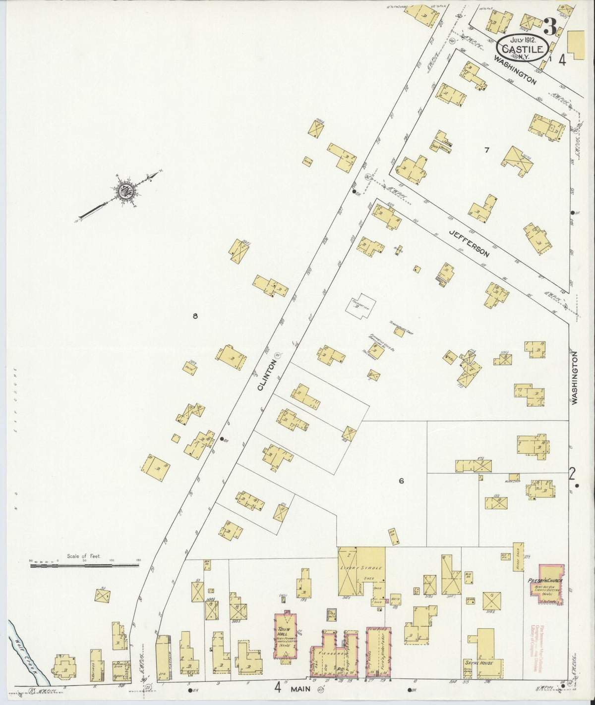 Sanborn Fire Insurance Map from Castile, Wyoming County, New York (1912), Sheet #0003 - Complete Map Set gallery image, historic Sanborn map, vintage wall art, Castile Wyoming