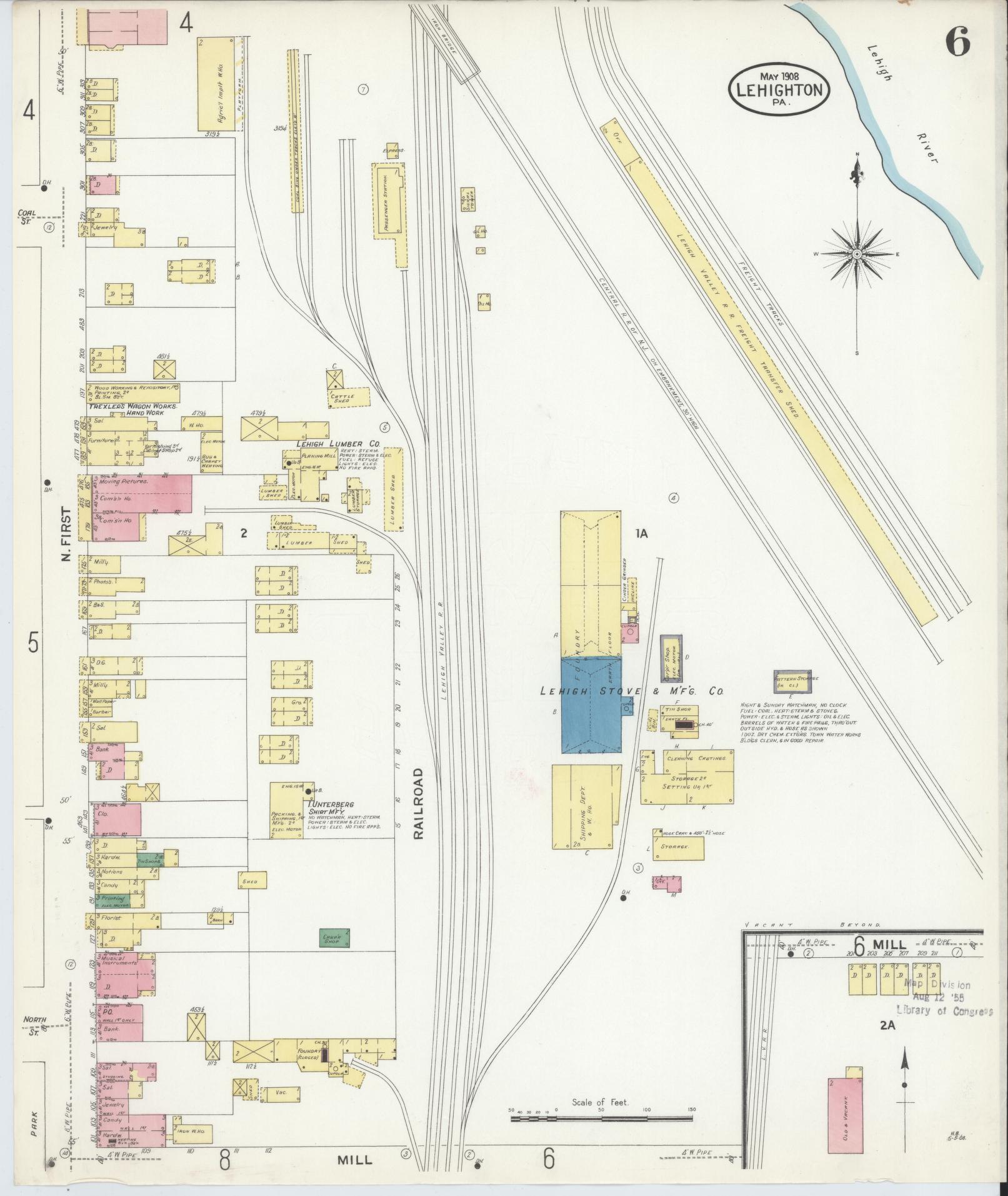 Sanborn Fire Insurance Map from Lehighton, Carbon County, Pennsylvania (1908), Sheet #0006 - Complete Map Set gallery image, historic Sanborn map, vintage wall art, Pennsylvania Pennsylvania