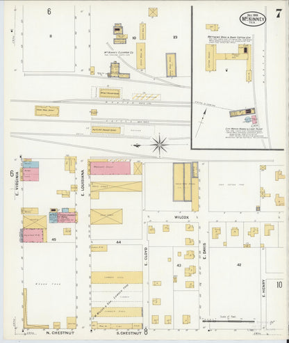 Sanborn Fire Insurance Map from McKinney, Collin County, Texas (1908), Sheet #0007 - Complete Map Set gallery image, historic Sanborn map, vintage wall art, Texas Texas
