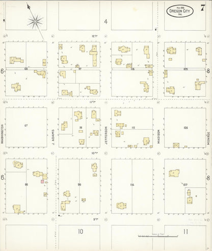 Sanborn Fire Insurance Map from Oregon City, Clackamas County, Oregon (1900), Sheet #0007 - Complete Map Set gallery image, historic Sanborn map, vintage wall art, Oregon Oregon