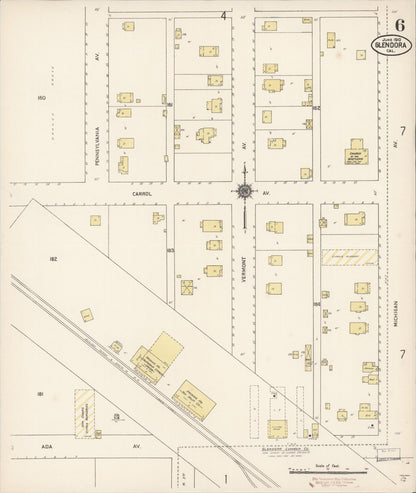 Sanborn Fire Insurance Map from Glendora, Los Angeles County, California (1910), Sheet #0006 - Complete Map Set gallery image, historic Sanborn map, vintage wall art, California California