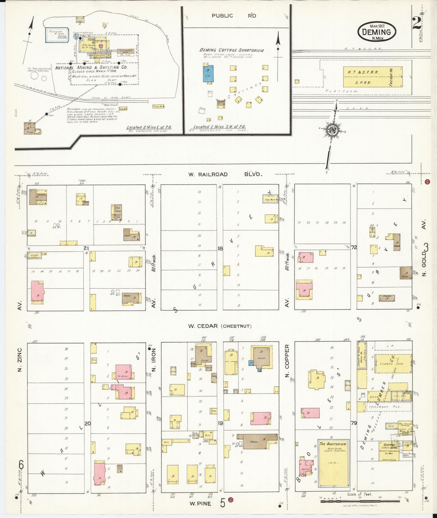 Sanborn Fire Insurance Map from Deming, Luna County, New Mexico (1917), Sheet #0002 - Complete Map Set gallery image, historic Sanborn map, vintage wall art, New Mexico New Mexico