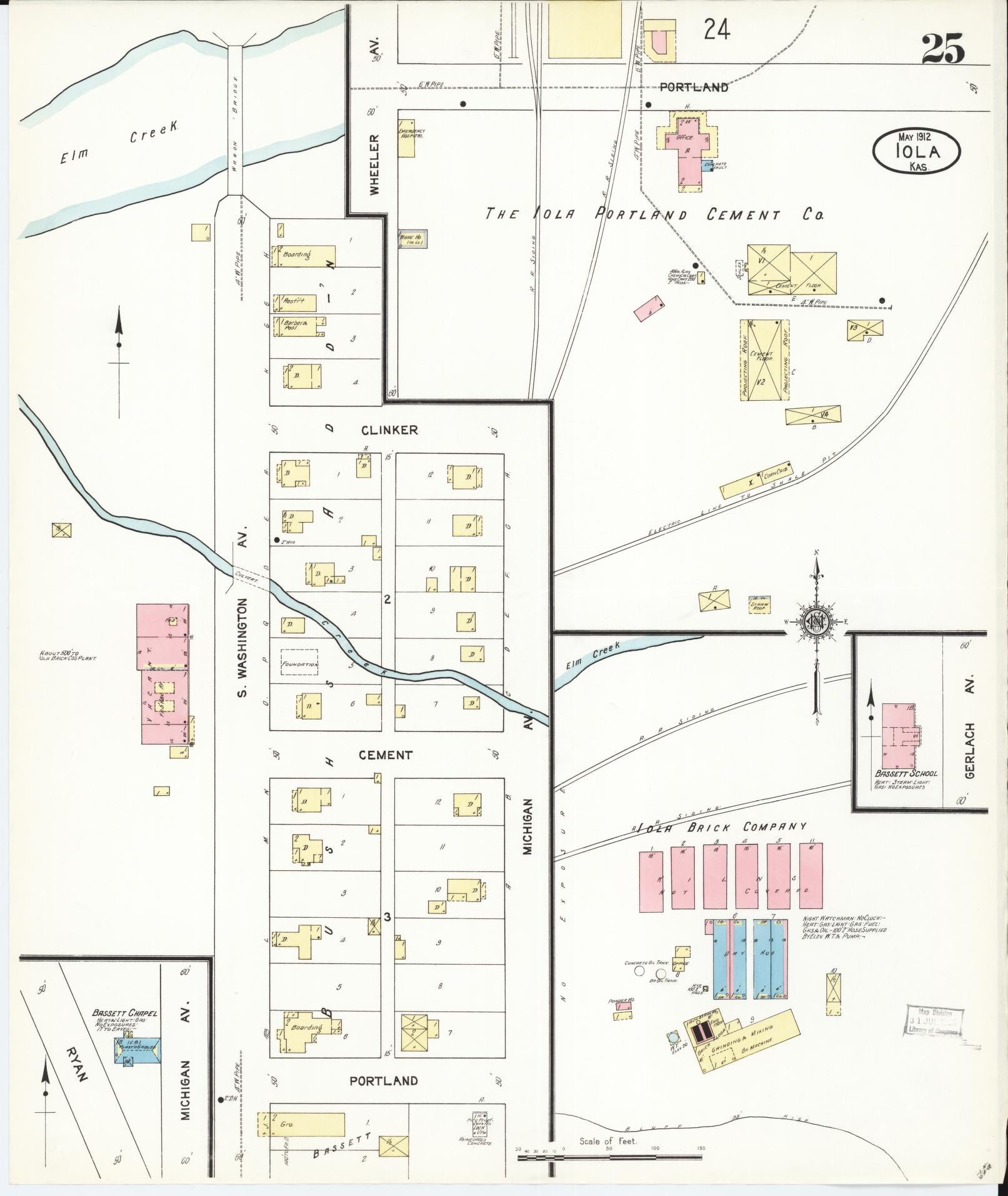 Sanborn Fire Insurance Map from Iola, Allen County, Kansas (1912), Sheet #0025 - Historic Sanborn Fire Insurance Map Print, vintage old map wall art, antique decor, genealogy gift, Kansas Kansas map