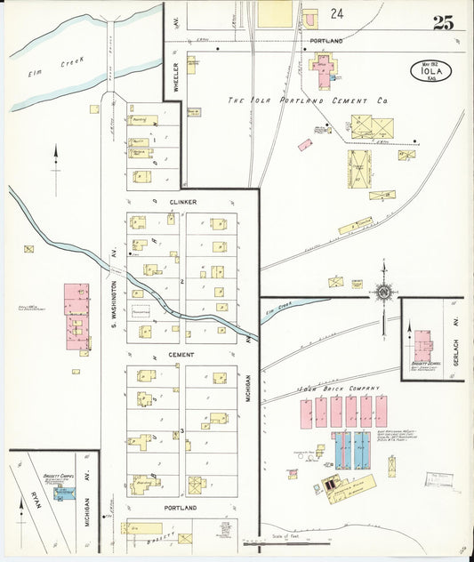 Sanborn Fire Insurance Map from Iola, Allen County, Kansas (1912), Sheet #0025 - Historic Sanborn Fire Insurance Map Print, vintage old map wall art, antique decor, genealogy gift, Kansas Kansas map