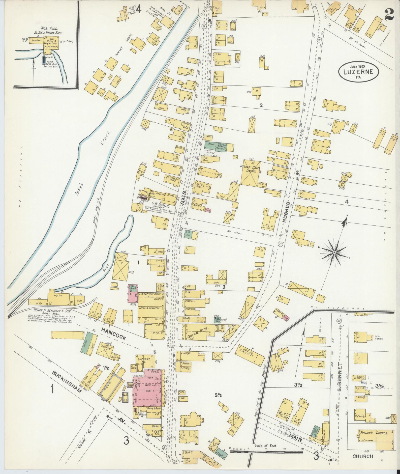 Sanborn Fire Insurance Map from Luzerne, Luzerne County, Pennsylvania (1903), Sheet #0002 - Complete Map Set gallery image, historic Sanborn map, vintage wall art, Pennsylvania Pennsylvania