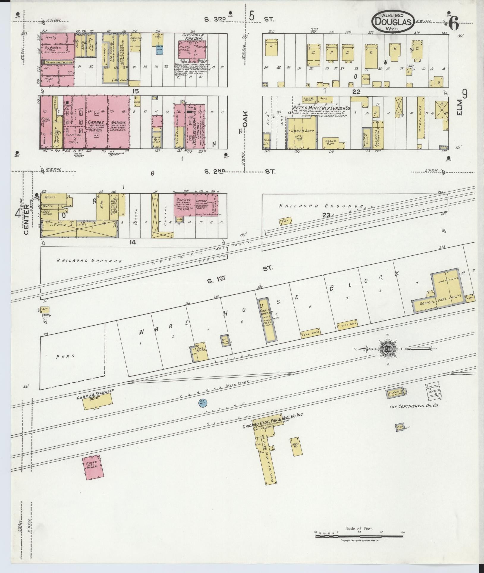 Sanborn Fire Insurance Map from Douglas, Converse County, Wyoming (1920), Sheet #0006 - Complete Map Set gallery image, historic Sanborn map, vintage wall art, Wyoming Wyoming