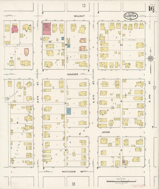 Sanborn Fire Insurance Map from Clinton, Vermillion County, Indiana (1921), Sheet #0016 - Historic Sanborn Fire Insurance Map Print, vintage old map wall art, antique decor, genealogy gift, Indiana Indiana map