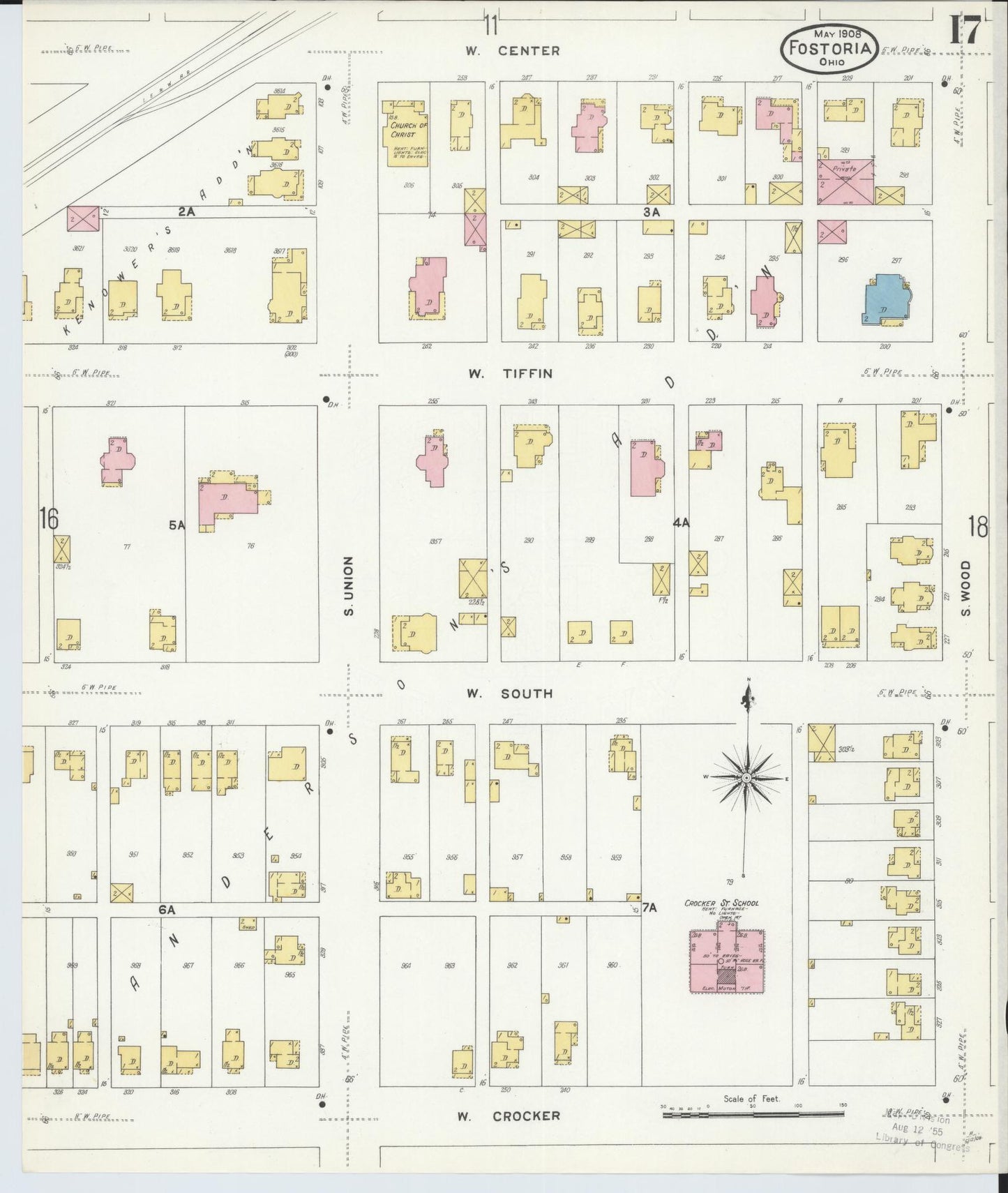 Sanborn Fire Insurance Map from Fostoria, Seneca, Hancock, And Wood Counties, Ohio (1908), Sheet #0017 - Historic Sanborn Fire Insurance Map Print, vintage old map wall art, antique decor, genealogy gift, Ohio Ohio map
