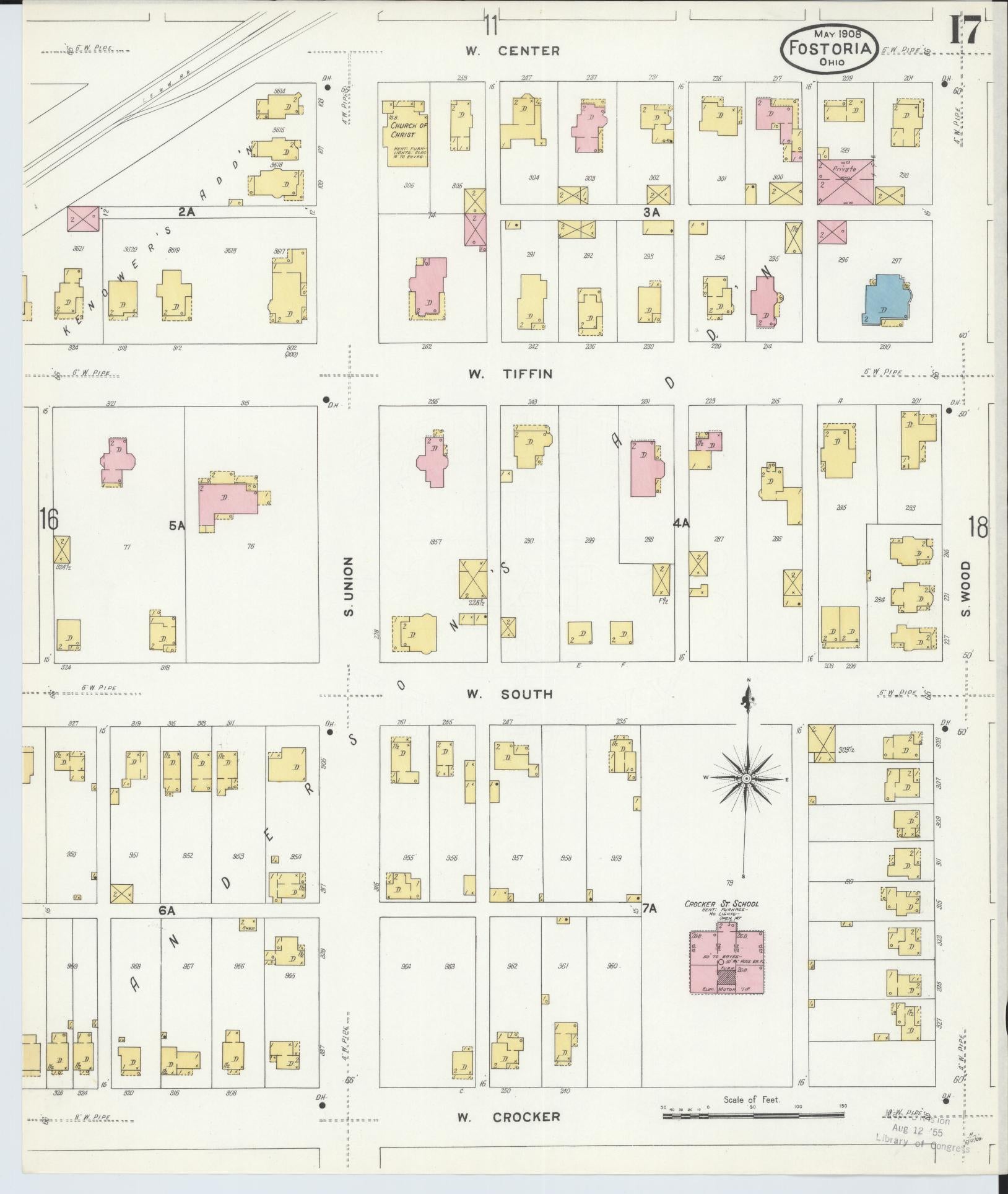 Sanborn Fire Insurance Map from Fostoria, Seneca, Hancock, And Wood Counties, Ohio (1908), Sheet #0017 - Historic Sanborn Fire Insurance Map Print, vintage old map wall art, antique decor, genealogy gift, Ohio Ohio map