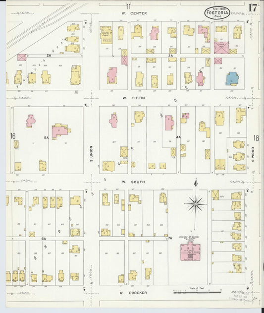 Sanborn Fire Insurance Map from Fostoria, Seneca, Hancock, And Wood Counties, Ohio (1908), Sheet #0017 - Historic Sanborn Fire Insurance Map Print, vintage old map wall art, antique decor, genealogy gift, Ohio Ohio map
