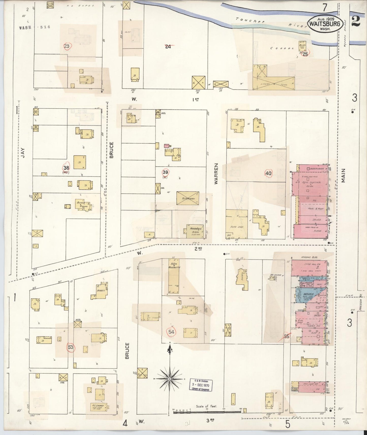 Sanborn Fire Insurance Map from Waitsburg, Walla Walla County, Washington (1933), Sheet #0002 - Complete Map Set gallery image, historic Sanborn map, vintage wall art, Washington Washington