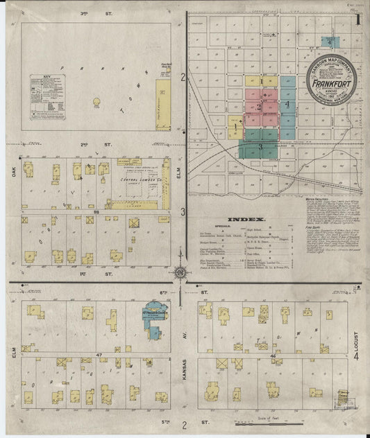 Sanborn Fire Insurance Map from Frankfort, Marshall County, Kansas (1911), Sheet #0001 - Complete Map Set gallery image, historic Sanborn map, vintage wall art, Kansas Kansas
