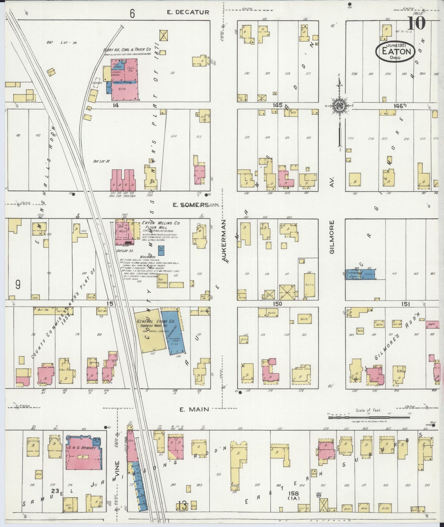 Sanborn Fire Insurance Map from Eaton, Preble County, Ohio (1921), Sheet #0010 - Complete Map Set gallery image, historic Sanborn map, vintage wall art, Ohio Ohio