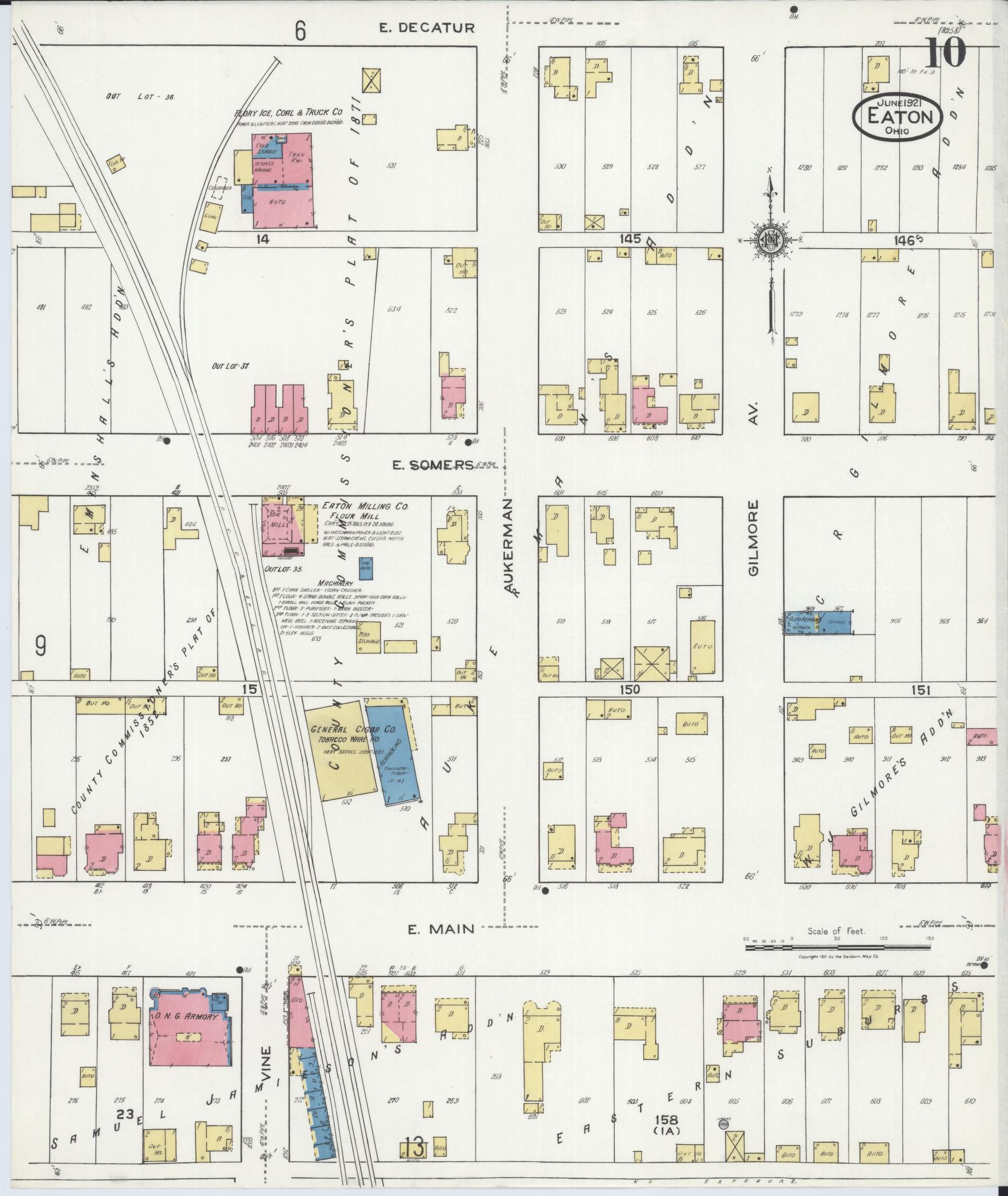 Sanborn Fire Insurance Map from Eaton, Preble County, Ohio (1921), Sheet #0010 - Complete Map Set gallery image, historic Sanborn map, vintage wall art, Ohio Ohio