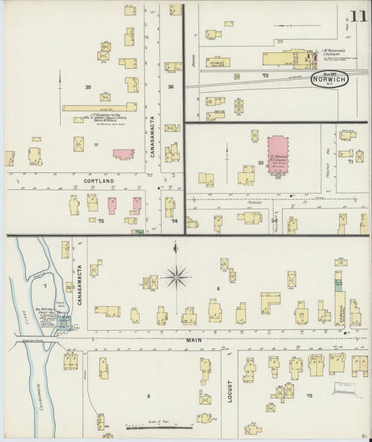 Sanborn Fire Insurance Map from Norwich, Chenango County, New York (1897), Sheet #0011 - Historic Sanborn Fire Insurance Map Print, vintage old map wall art, antique decor, genealogy gift, New York New York map
