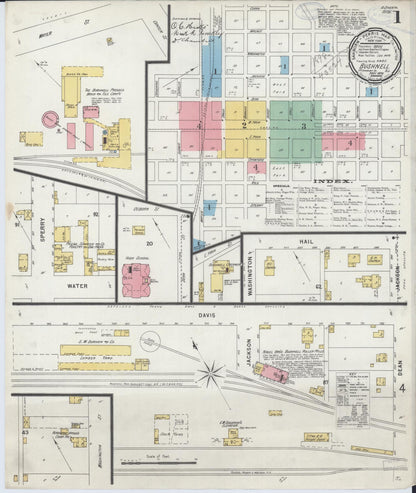 Sanborn Fire Insurance Map from Bushnell, Mcdonough County, Illinois (1898), Sheet #0001 - Complete Map Set gallery image, historic Sanborn map, vintage wall art, Illinois Illinois