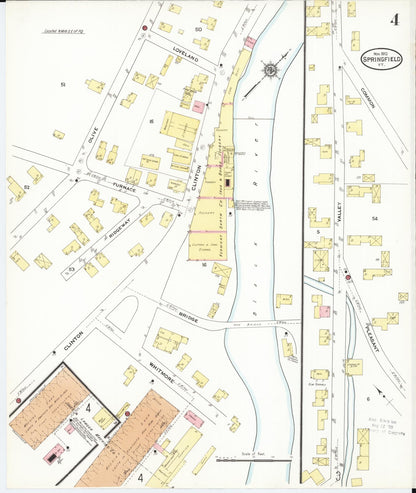 Sanborn Fire Insurance Map from Springfield, Windsor County, Vermont (1910), Sheet #0004 - Complete Map Set gallery image, historic Sanborn map, vintage wall art, Vermont Vermont
