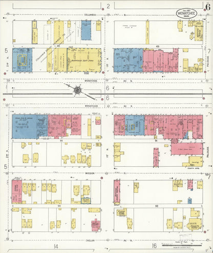 Sanborn Fire Insurance Map from Wenatchee, Chelan County, Washington (1921), Sheet #0006 - Complete Map Set gallery image, historic Sanborn map, vintage wall art, Washington Washington