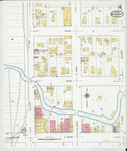Sanborn Fire Insurance Map from Boyne City, Charlevoix County, Michigan (1919), Sheet #0004 - Complete Map Set gallery image, historic Sanborn map, vintage wall art, Michigan Michigan