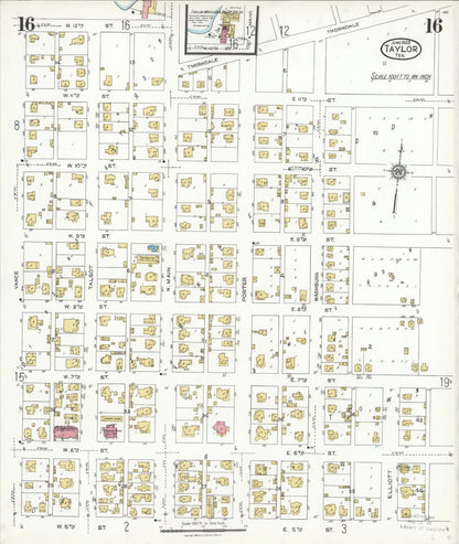 Sanborn Fire Insurance Map from Taylor, Williamson County, Texas (1923), Sheet #0016 - Complete Map Set gallery image, historic Sanborn map, vintage wall art, Texas Texas