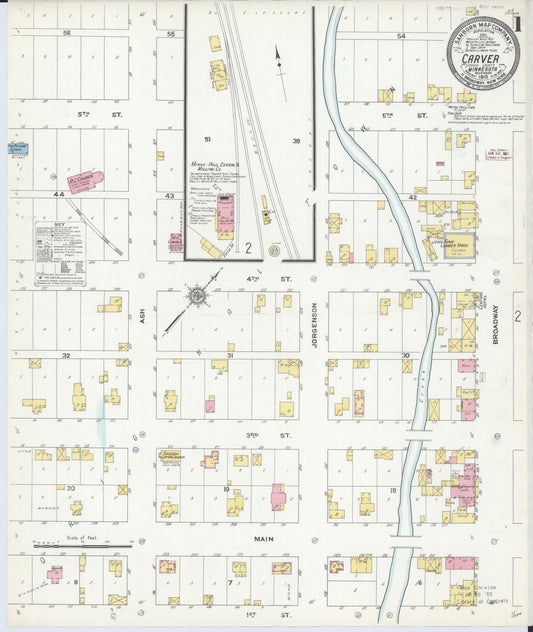 Sanborn Fire Insurance Map from Carver, Carver County, Minnesota (1910), Sheet #0001 - Historic Sanborn Fire Insurance Map Print, vintage old map wall art, antique decor, genealogy gift, Minnesota Minnesota map