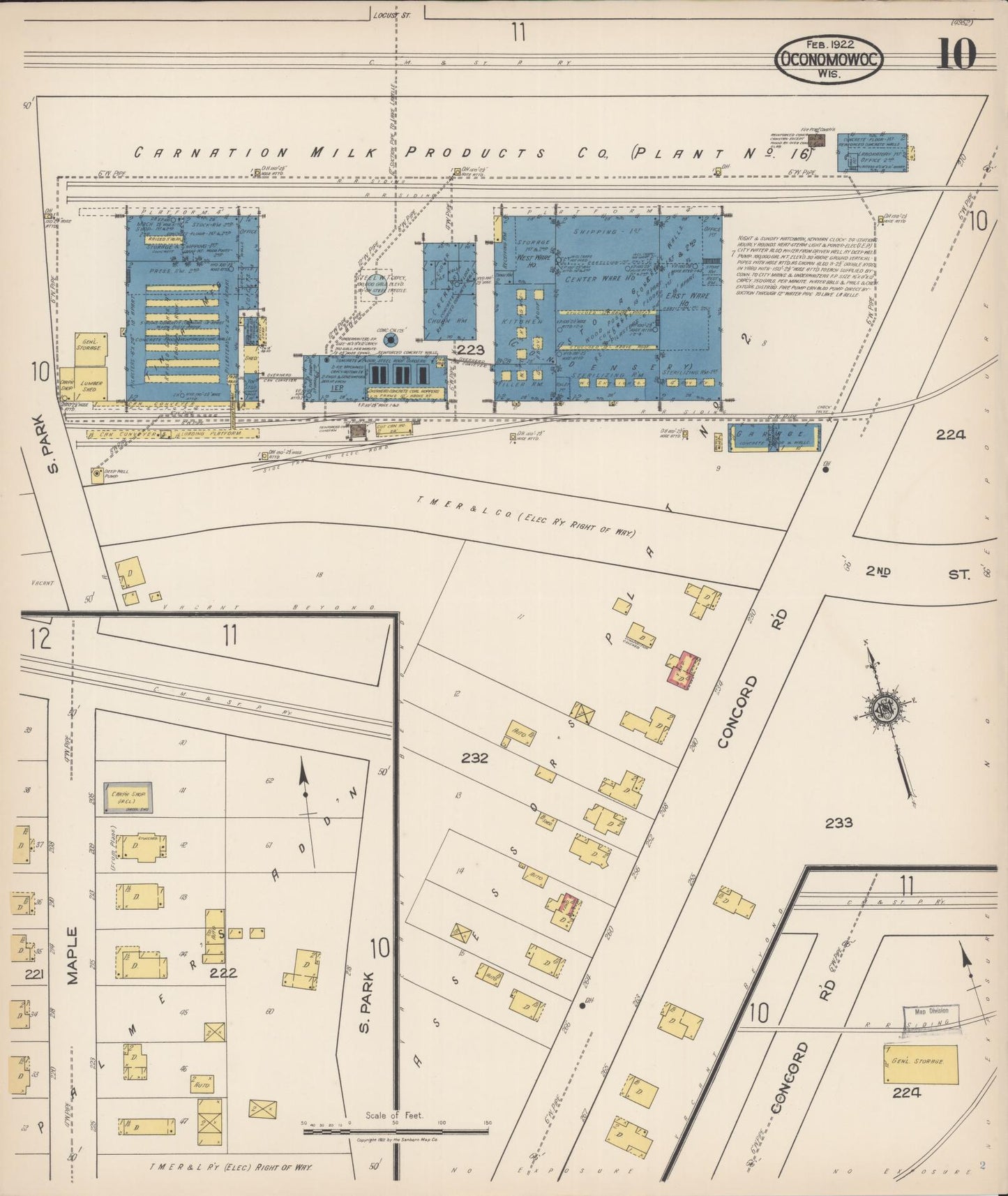 Sanborn Fire Insurance Map from Oconomowoc, Waukesha County, Wisconsin (1922), Sheet #0010 - Historic Sanborn Fire Insurance Map Print, vintage old map wall art, antique decor, genealogy gift, Wisconsin Wisconsin map