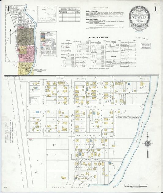 Sanborn Fire Insurance Map from Greybull, Big Horn County, Wyoming (1939), Sheet #0001 - Complete Map Set gallery image, historic Sanborn map, vintage wall art, Wyoming Wyoming