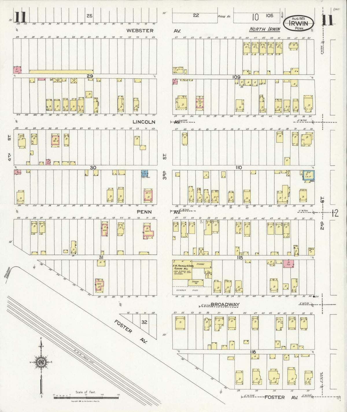 Sanborn Fire Insurance Map from Irwin, Westmoreland County, Pennsylvania (1925), Sheet #0011 - Complete Map Set gallery image, historic Sanborn map, vintage wall art, Pennsylvania Pennsylvania