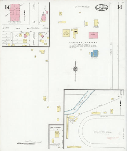 Sanborn Fire Insurance Map from Loveland, Larimer County, Colorado (1927), Sheet #0014 - Complete Map Set gallery image, historic Sanborn map, vintage wall art, Colorado Colorado
