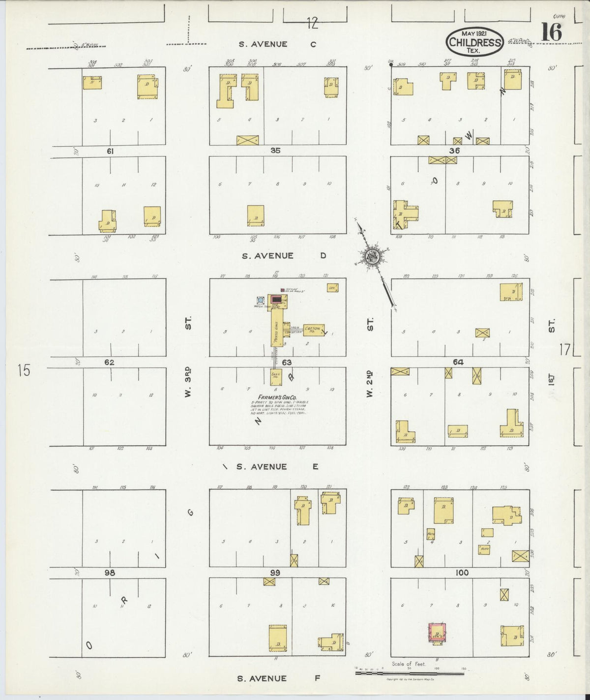 Sanborn Fire Insurance Map from Childress, Childress County, Texas (1921), Sheet #0016 - Historic Sanborn Fire Insurance Map Print, vintage old map wall art, antique decor, genealogy gift, Texas Texas map