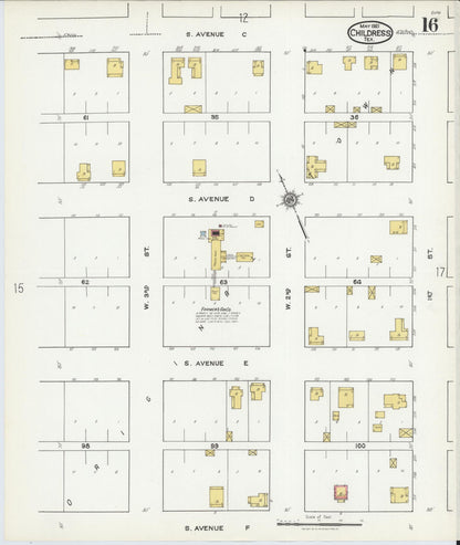 Sanborn Fire Insurance Map from Childress, Childress County, Texas (1921), Sheet #0016 - Historic Sanborn Fire Insurance Map Print, vintage old map wall art, antique decor, genealogy gift, Texas Texas map